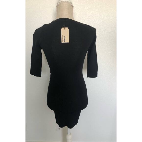 Uniq Black and Silver Bodycon Three Quarter Sleeve Sweater Dress - S/M - Picture 4 of 4